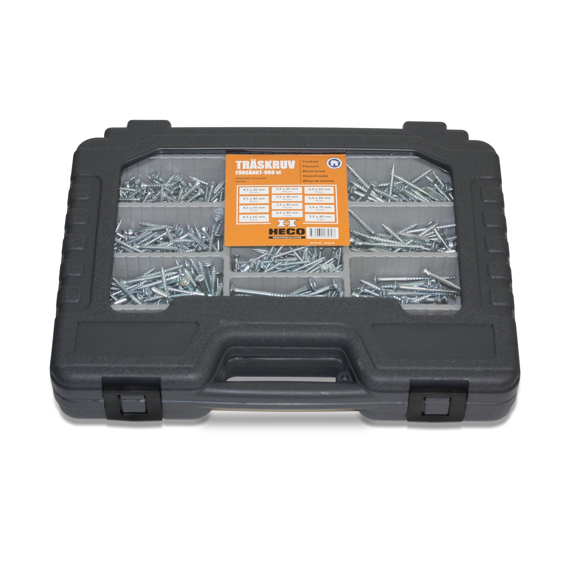 Sortimentsväska träskruv,Förzinkad